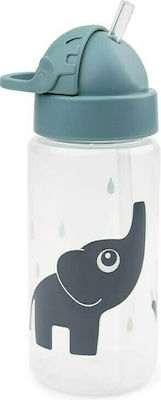 Done by Deer Kids Plastic Water Bottle with Straw Elphee Blue 350ml