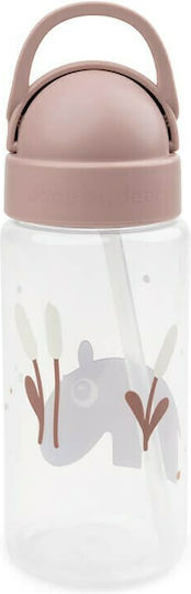Done by Deer Ozzo Powder Pink Kids Water Bottle Plastic with Straw Non Spill Ozzo Powder 350ml