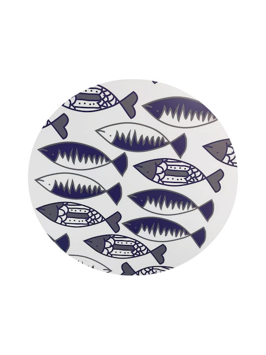 Round Coffee Table Fishy Wooden White L75xW75xH37.5cm.