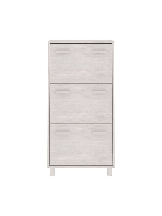 Wooden Shoe Organizer with 3 Shelves White 59.5x35x117cm