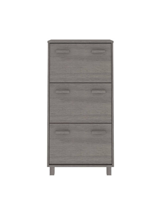 Wooden Shoe Organizer with 3 Shelves Gray 59.5x35x117cm