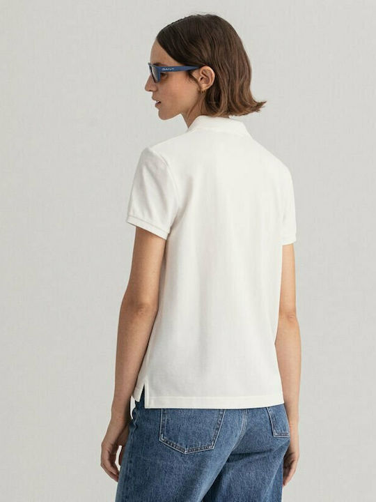 Gant Icon Women's Polo Shirt Short Sleeve White