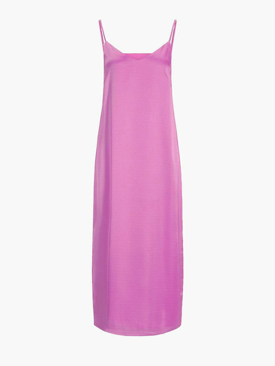 Καλοκαιρινό Midi Κομπινεζόν Φόρεμα Σατέν Pastel Lilac