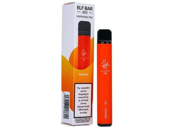 Elf Bar Ηλεκτρονικό Τσιγάρο μιας Χρήσης 600 Εισπνοών Mango Ice 2ml 20mg Κίτρινο