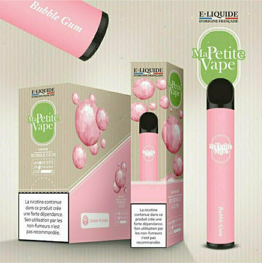 Petite Vape Vape Pen Единично Употребими Електронни Цигари 600 Вдишвания Bubble Gum 2ml 20mg Розов