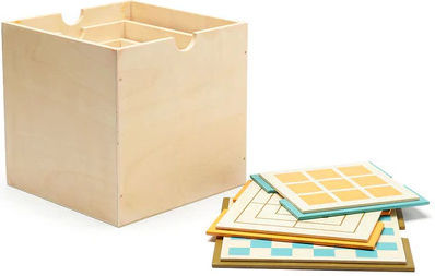 Kids Concept Kinder Aufbewahrungsbox aus Holz mit Brettspiele Beige 3Stück