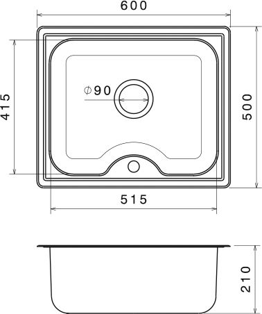Donau 162DE Ένθετος Νεροχύτης Inox Σαγρέ Μ60xΠ50cm Ασημί