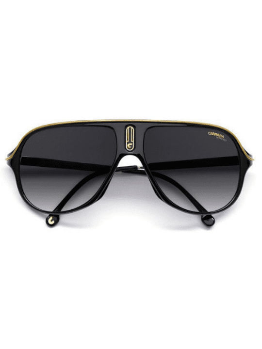 Carrera Safari Male Sunglasses With Black Horn-Rimmed Frame And Grey Gradient Lens 65N 807/9O
