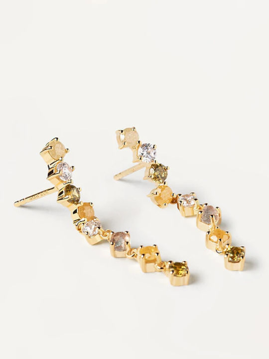P D Paola Panorama Earrings made of Silver Gold Plated with Stones
