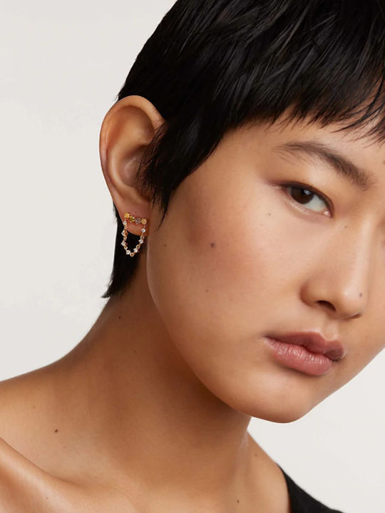 P D Paola Panorama Earrings made of Silver Gold Plated with Stones