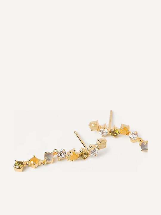 P D Paola Panorama Earrings made of Silver Gold Plated with Stones