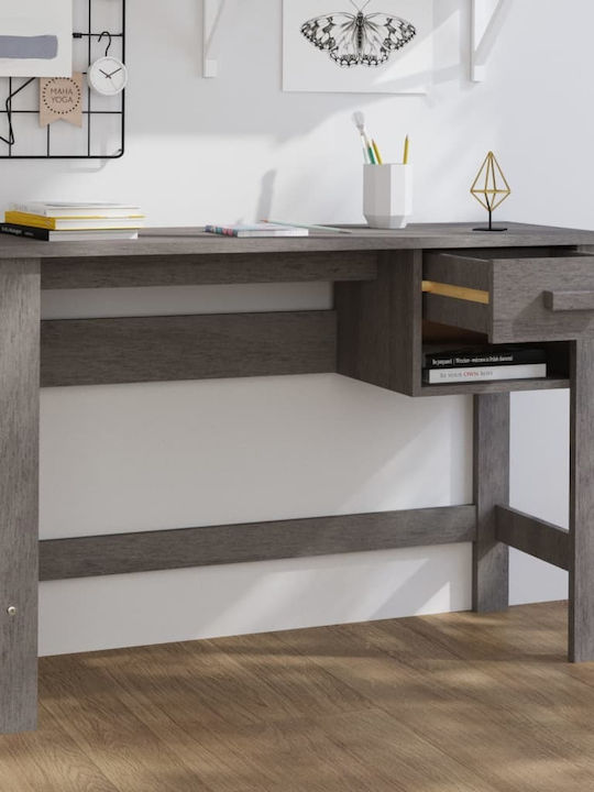 vidaXL Schreibtisch Hamar aus Massivholz Hellgrau 110x40x75cm