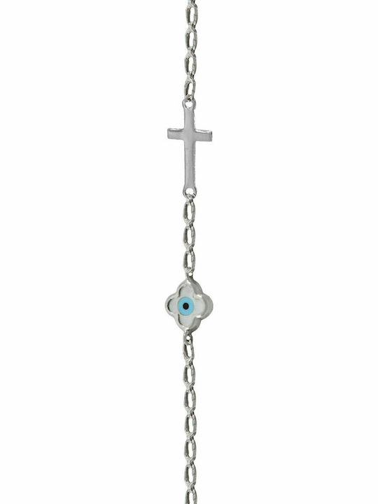 Mertzios.gr Armband Kette mit Design Kreuz aus Weißgold 14K BR270717309X