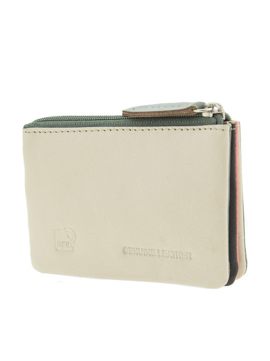 Small Leather Women's Wallet with RFID Khaki