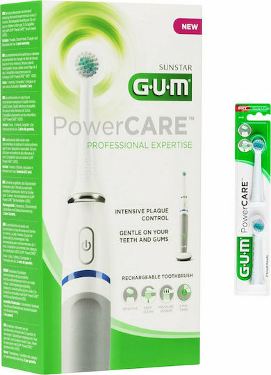 GUM Powercare Sensitive Professional Expertise 4200 & Capete de schimb Periuță de dinți electrică cu Temporizator și Senzor de Presiune Gri