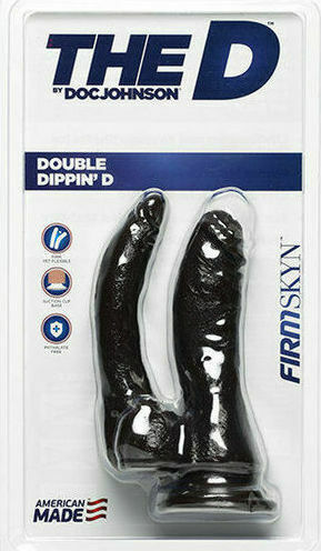 Doc Johnson The D Double Dippin' D Double Dildo with Scrotum Chocolate