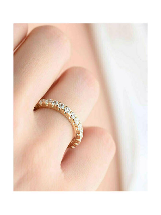 Ring Series 14K Gold with cubic zirconia FaCaDoro (No 52)