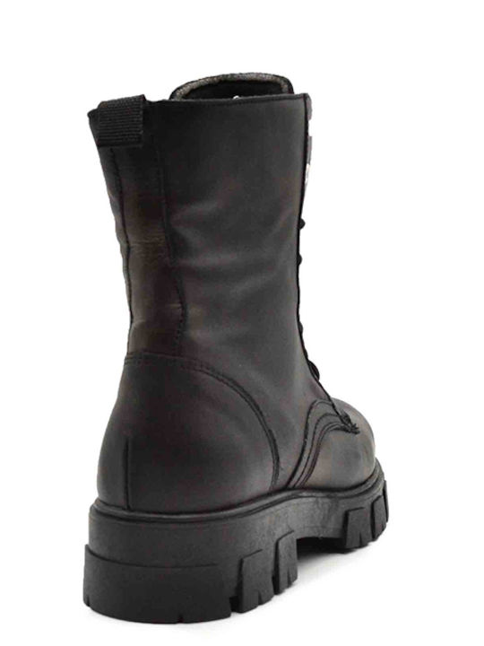 Leder Stiefeletten Damen Schwarz