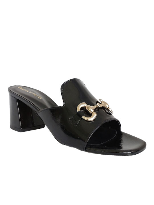 Beatris Chunky Heel Mules Black