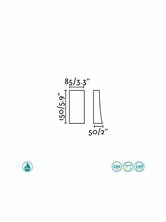 Faro Barcelona Nairobi Wall-Mounted Outdoor Ceiling Light LED IP54 6W with Warm White Light 15x8.5εκ.