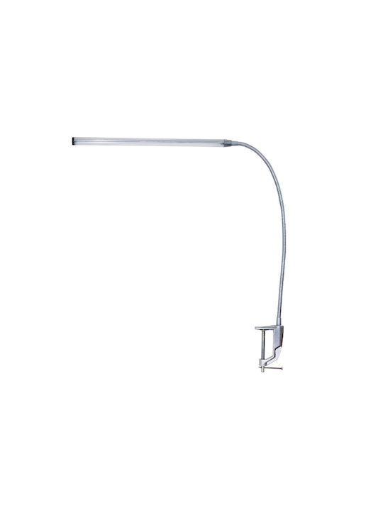 Aca LED Office Lamp with Flexible Arm Height: 85cm and Clip in Silver Color