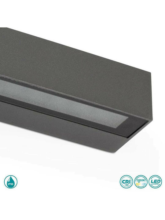 Faro Barcelona Doro Επιτοίχια Εξωτερική Πλαφονιέρα LED IP65 20W με Θερμό Λευκό Φως 38x5.8εκ.