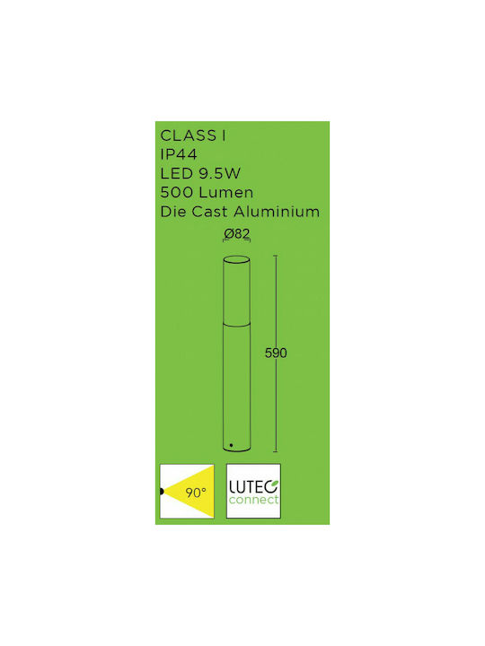 Lutec Dropa Φωτιστικό Κολωνάκι LED Εξωτερικού Χώρου 9.5W με Θερμό Λευκό Φως IP44 Γκρι