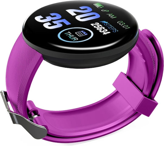 D18 Smartwatch με Παλμογράφο (Μωβ)