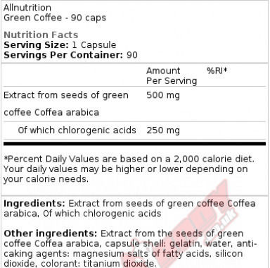 AllNutrition Green Coffee 500mg 90 κάψουλες