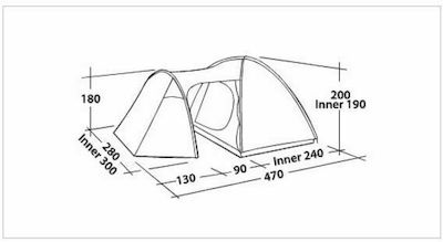 Easy Camp Messina 500 Σκηνή Camping Igloo Μπλε με Διπλό Πανί 3 Εποχών για 5 Άτομα 220x360x180εκ.