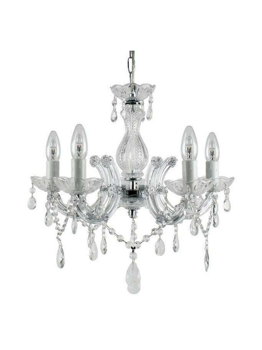 Inart Chandelier Candlestick 5xE14 Transparent 45cm 3-10-917-0001