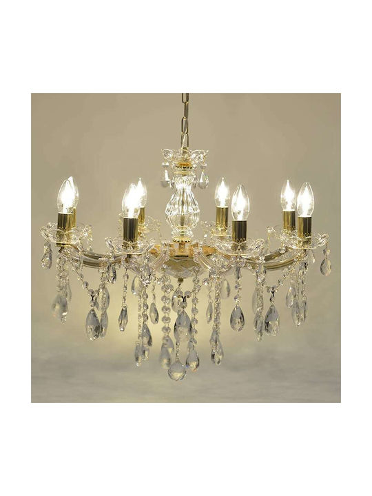 Inart Candelabru 8xE14 Ø62cm cu Lumânări Auriu 3-10-917-0033