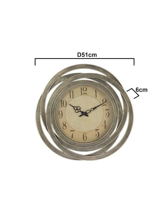 Inart Antikes Wanduhr Kunststoff Silver Ø51cm