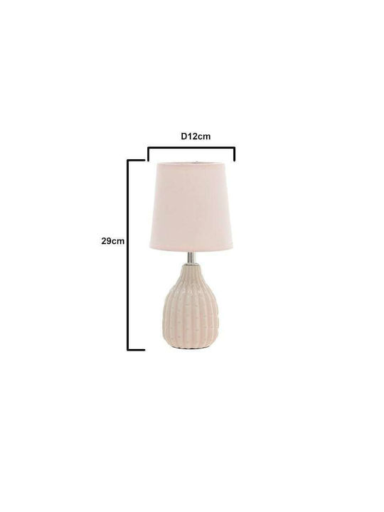 Inart Ceramic Table Lamp for Socket E14 with Beige Shade and Base 2pcs