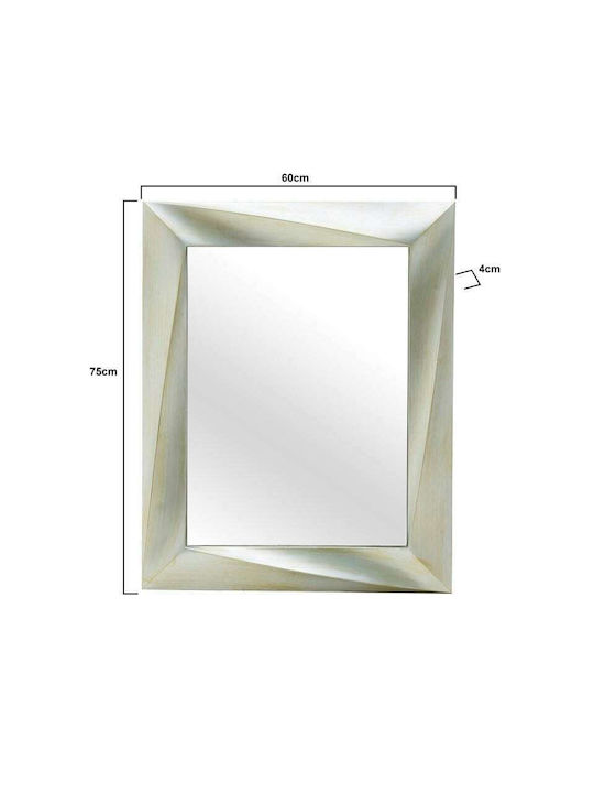 Inart Wall Mirror with Silver Plastic Frame 75x60cm 1pcs