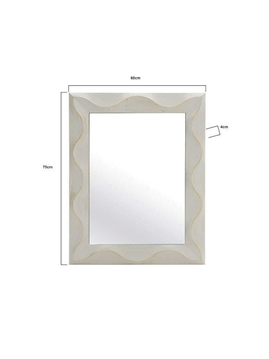 Inart Wall Mirror with White Plastic Frame 75x60cm 1pcs