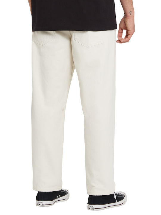 Modown Herren Jeanshose Gekürzte Lose Tapered Passform Weiß