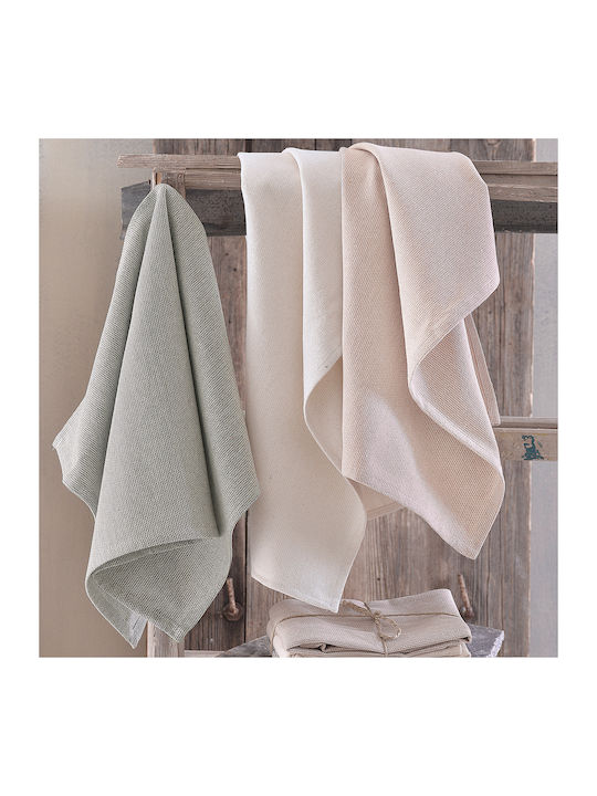 Rythmos Towel from 100% Cotton in Beige Color 45x68cm 3pcs