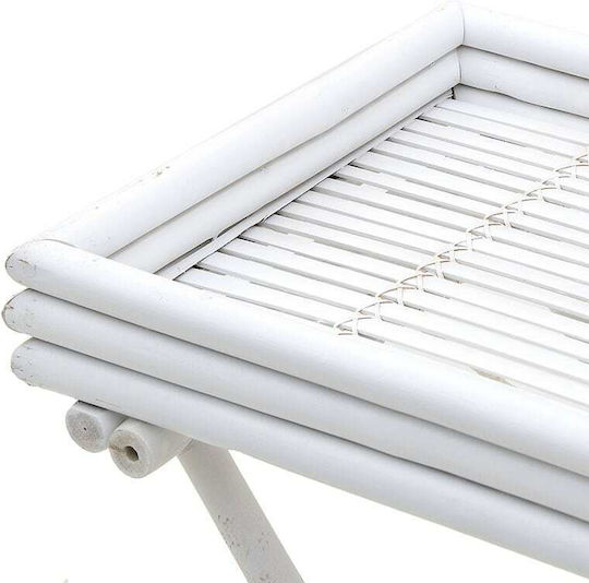 Inart Rectangular Bamboo Foldable Side Table White-Elephant Ivory 63x43x74 cm