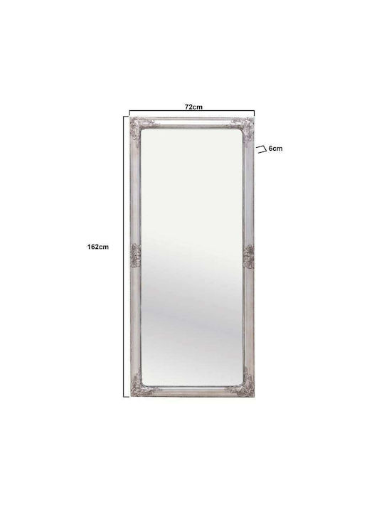 Inart Καθρέπτης Τοίχου Ολόσωμος με Ασημί Πλαστικό Πλαίσιο 162x72cm