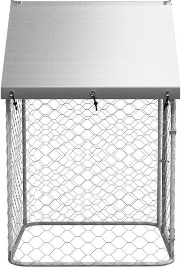 vidaXL Park Dog with Shelter made of Metal in Silver Color 100 x 100 x 150cm