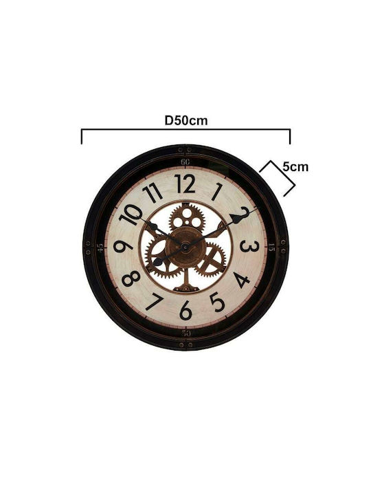 Inart Ρολόι Τοίχου Πλαστικό Αντικέ 50cm