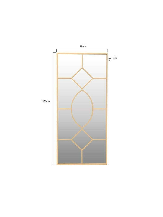 Inart Wandspiegel Ganzkörperspiegel mit Gold Metallisch Rahmen 133x60cm 1Stück