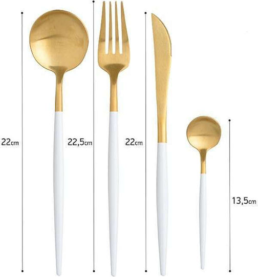 Inart 24-Piece Stainless Steel 18/10 White Cutlery Set