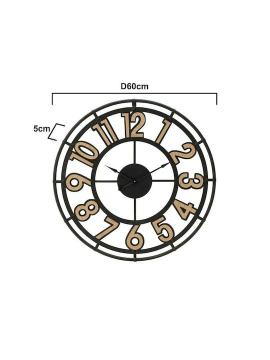 Inart Ρολόι Τοίχου Μεταλλικό Μαύρο 60cm