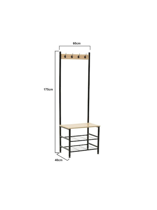 Mobilier de Intrare cu Cuier & Dulap pentru Pantofi Negru / Natural 60x40x175buc