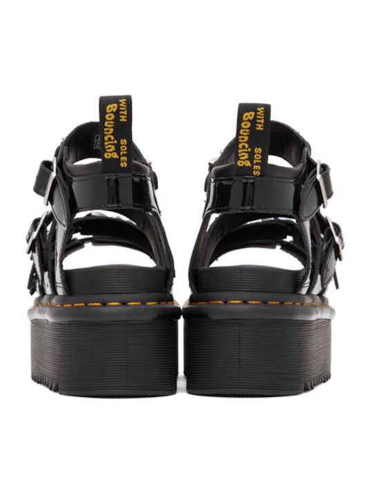 Blaire II Δερμάτινα Γυναικεία Σανδάλια Flatforms Μαύρα