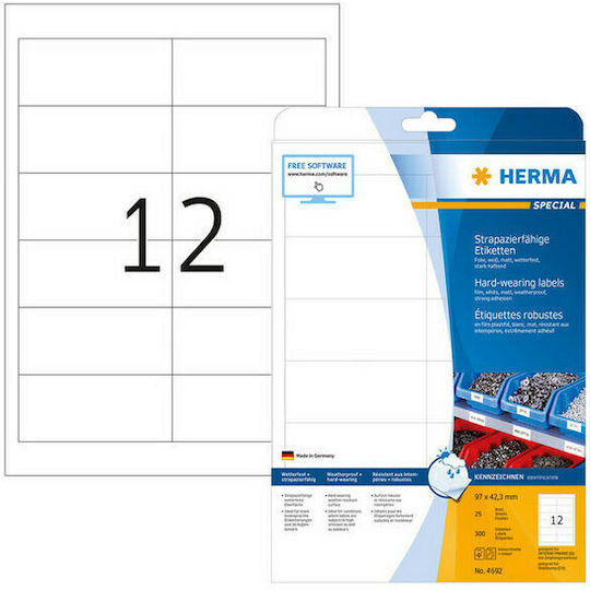 Herma 300 Self-Adhesive Rectangular A4 Labels 97x42.3mm