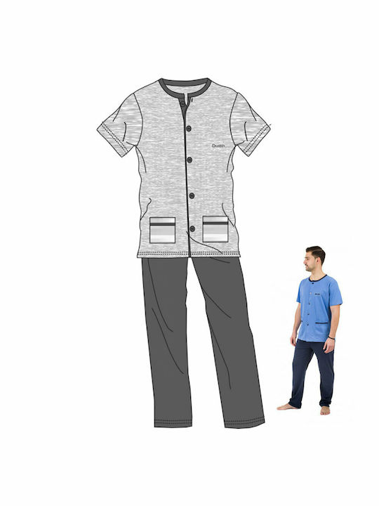 Dustin - Men's Buttoned Pants and Long Pants 100% Cotton (3030-GREY) Grey