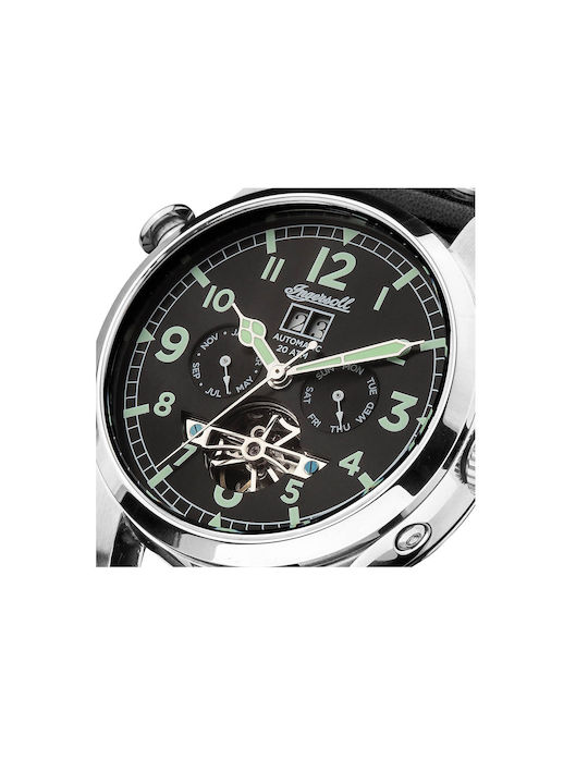 Ingersoll Armstrong Automatic Watch Chronograph Automatic with Black Leather Strap